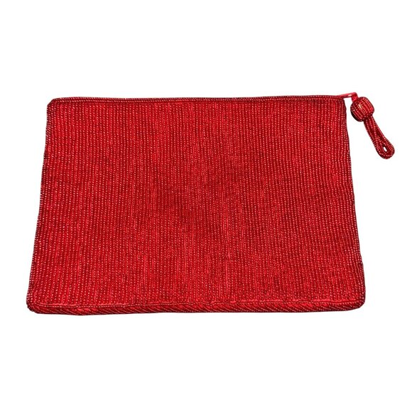 Vintage Carolyne Barton Night Red Glass Beaded Evening Clutch Hollywood Glamour - Picture 2 of 8